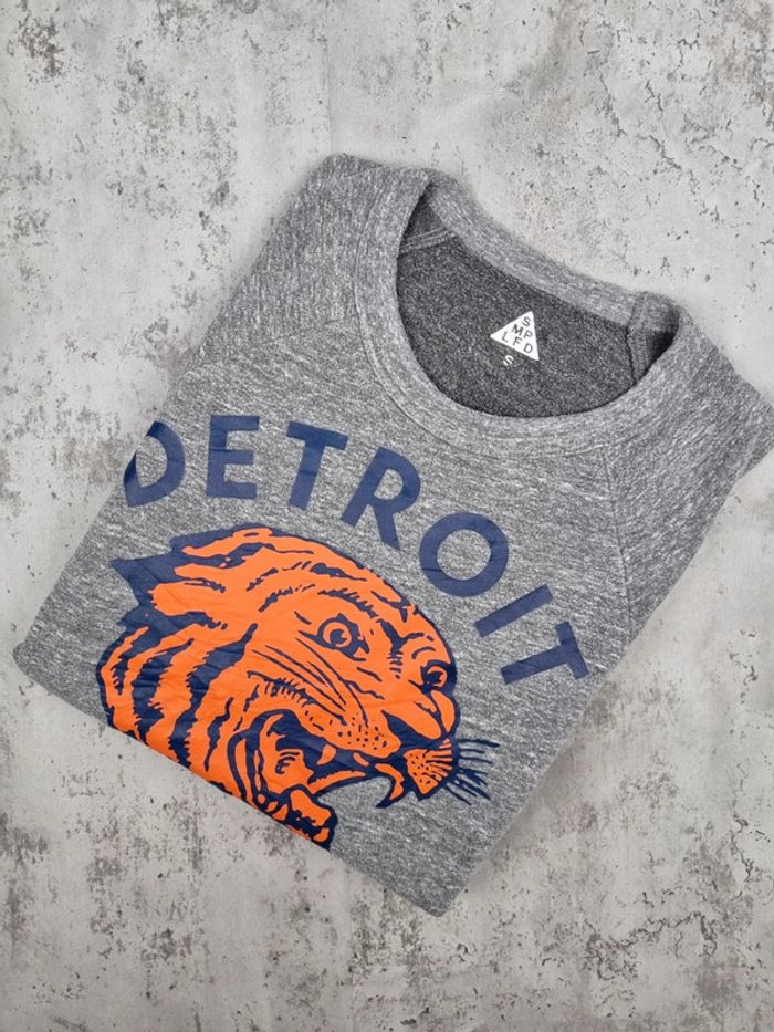 Sweat universitaire Detroit – Gris – Taille S Hommes (mesures en photos)