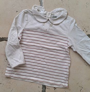 Haut fille col cluaudine Kiabi rayé - 2 ans