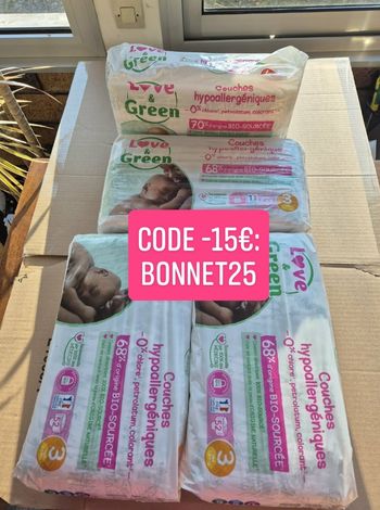 Couche taille 3 Love green : 208 couches (4×52)