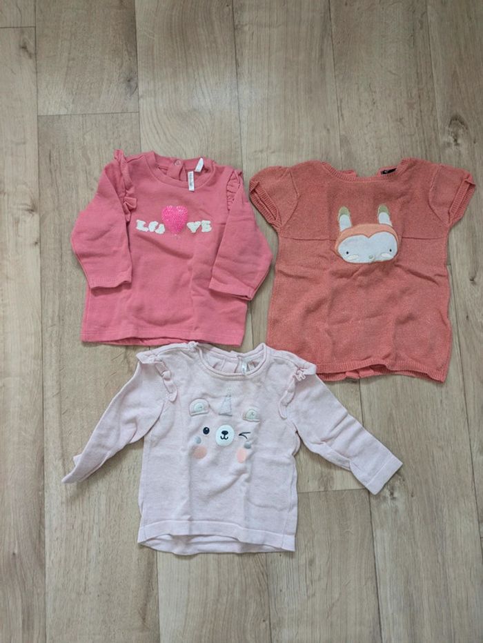 Lot 3 pulls fille 9 Mois 71cm