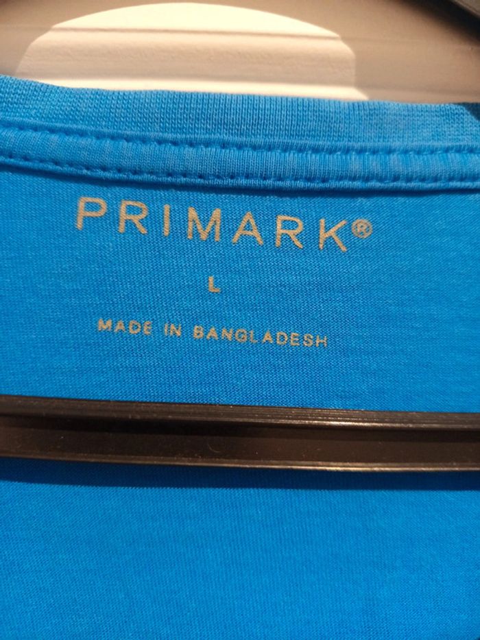 🔝 T-shirt uni manches courtes Primark bleu taille L 100 % coton - photo numéro 5