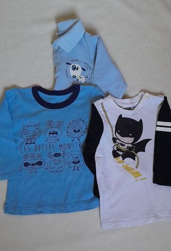 Lot 3 t-shirts manches longues 12-18 mois