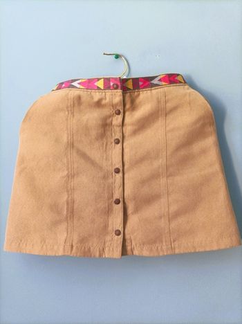 Jupe Fille Catimini 12 ans Daim beige camel ceinture imprimée TBE