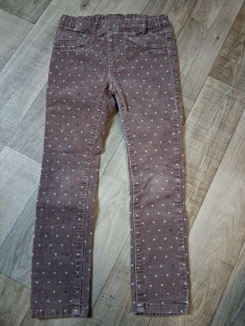 Pantalon jegging fille en velours marron a motifs 5-6 ans 