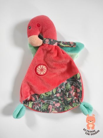 Doudou Plat Flamant rose Pusblu Neuf