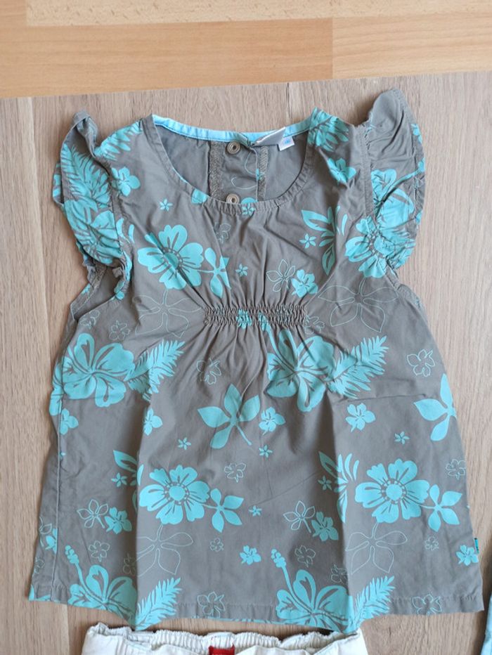 Blouse t-shirt cadet rousselle fleur Jean Blanc esprit 6 ans et pantalon bleu cadet rousselle 5 ans - photo numéro 2