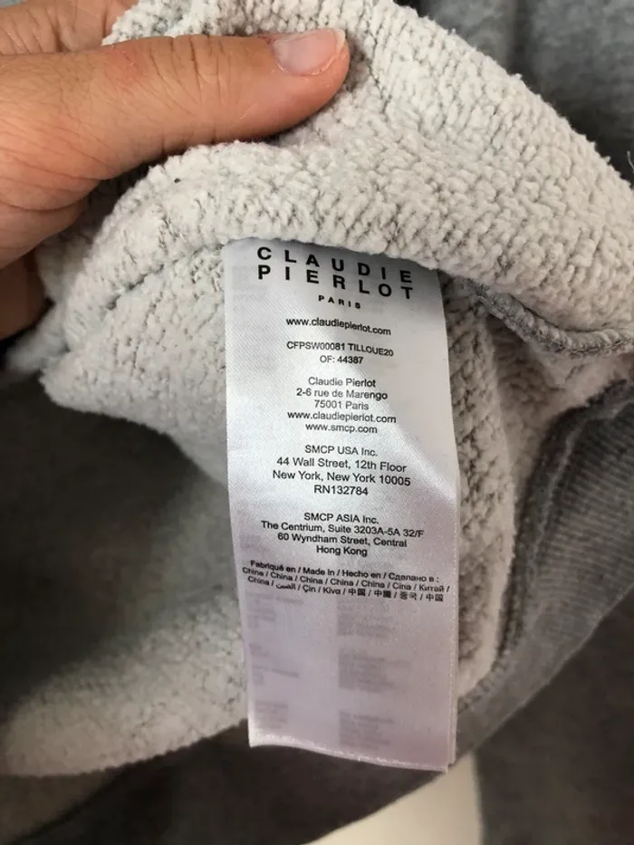 Sweat court à capuche gris comme neuf taille S Claudie Pierlot - photo numéro 5