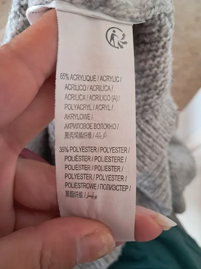 Pull gris chiné femme col bateau détails boutons - photo numéro 5