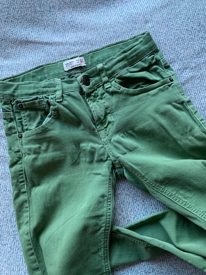 Pantalon jean vert 10 ans Zara Boys / réglage taille élastique - photo numéro 2