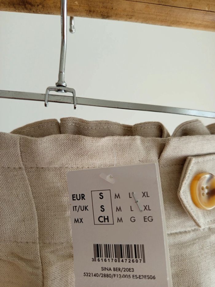 Short en lin beige taille élastique Camaïeu neuf avec étiquette - photo numéro 5