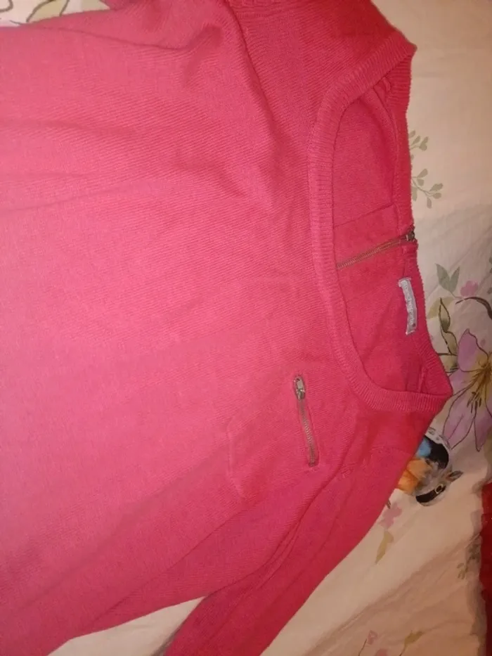 Pull blanche porte 38 corail - photo numéro 3