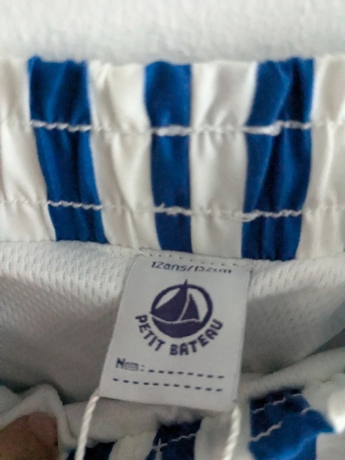 Short de bain rayé bleu et blanc 12 ans - photo numéro 4
