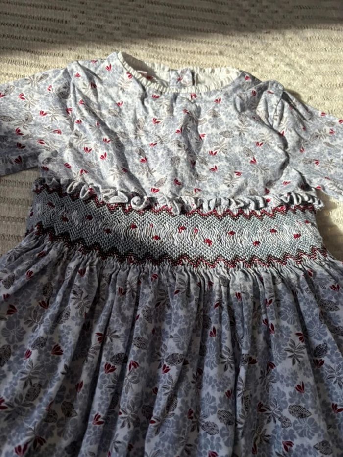 Robe manche longue smockée  fille 1-2 ans - photo numéro 2