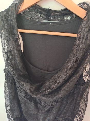 Débardeur noir pailleté avec dentelle devant en M Pimkie