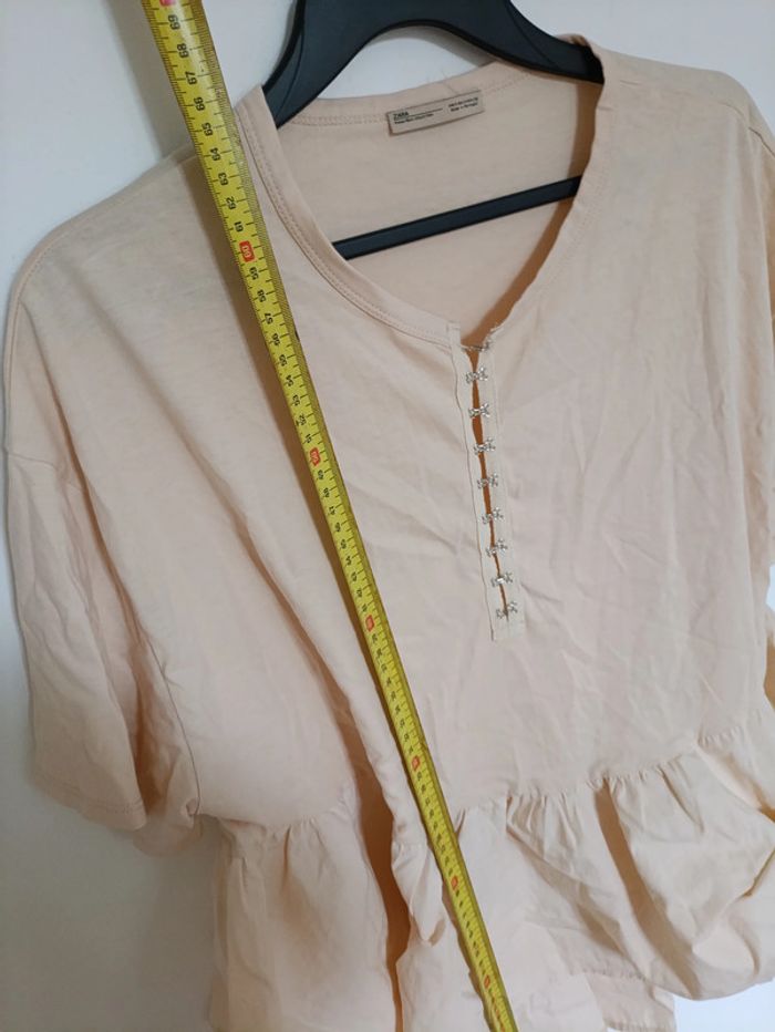 Blouse ample beige à basque Zara, taille S - photo numéro 2