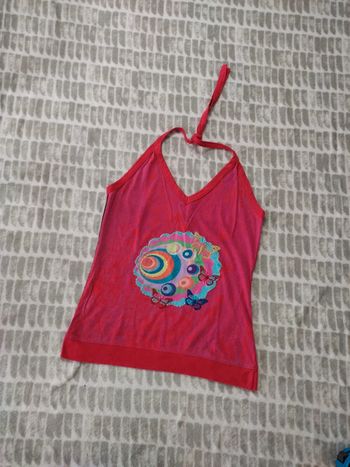 Haut top dos nu rouge Desigual taille 40 L