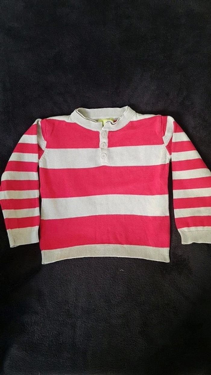 Pull 3ans beige et rouge - photo numéro 2