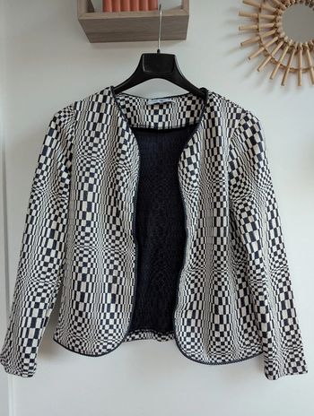 Veste à damier Gérard Pasquier marine et blanc taille 40