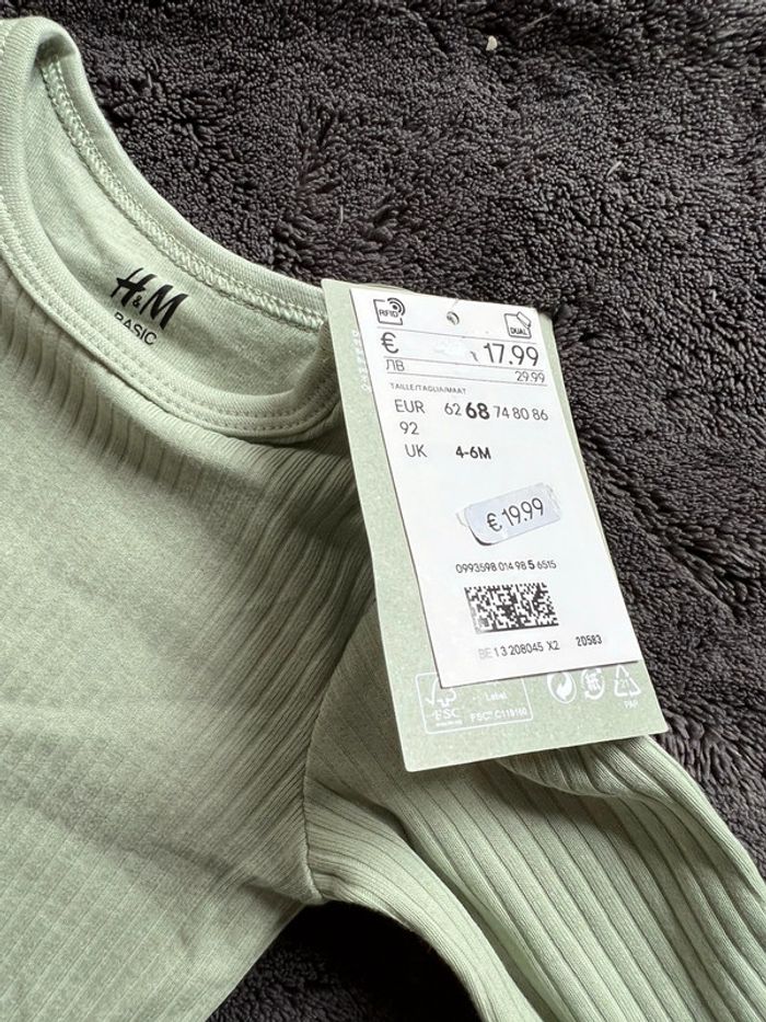 Body coton manches longues kaki H&M - photo numéro 3