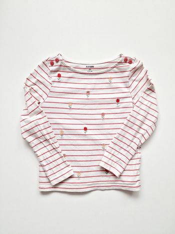 Kiabi - Tee-shirt marinière manches longues - Fleurs brodées (4 ans)
