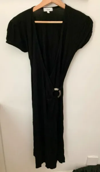 Robe portefeuille fluide noire Etam Taille L