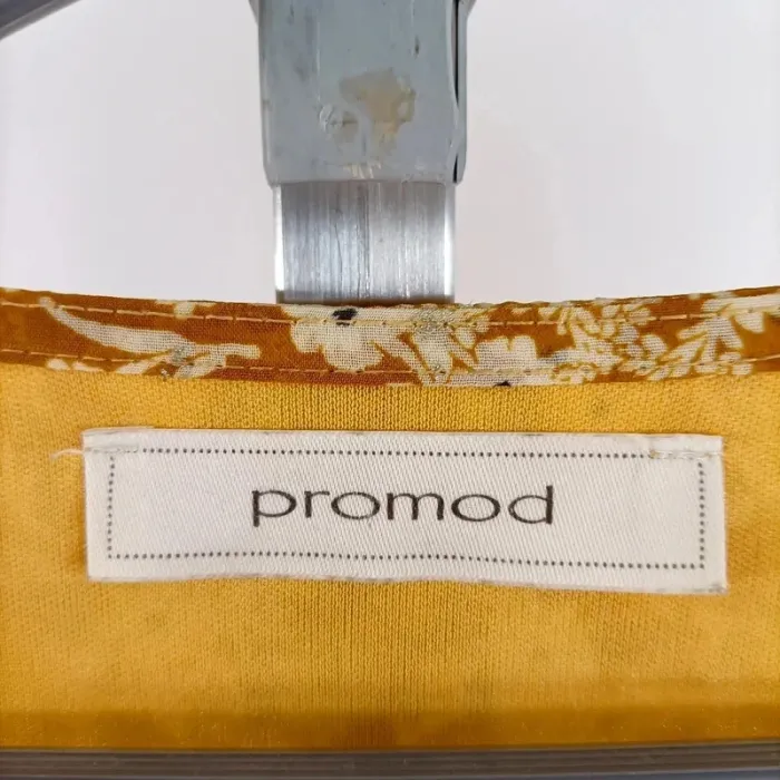 Robe courte à fleurs moutarde Promod manches longues légères taille L 44 Belgique A430 - photo numéro 6