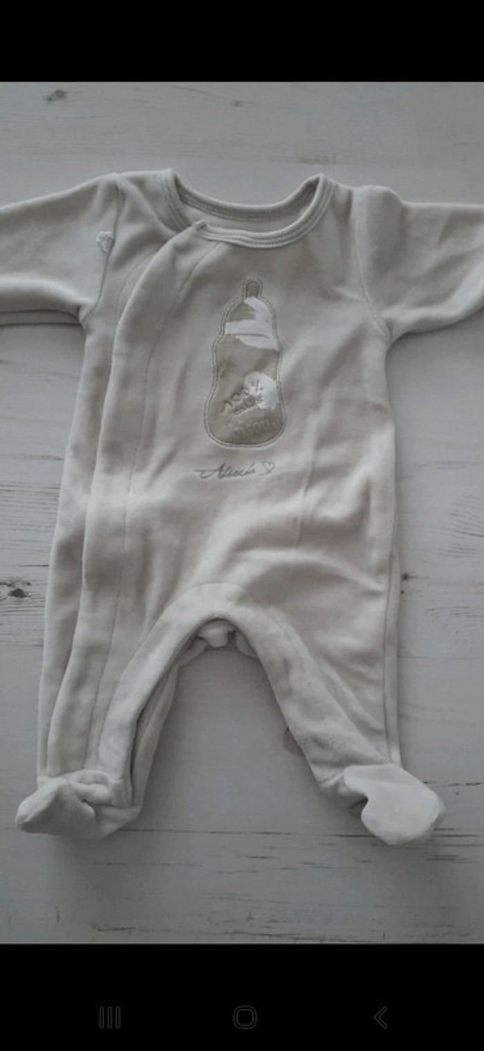 Pyjama fille naissance Absorba velour écru - photo numéro 2