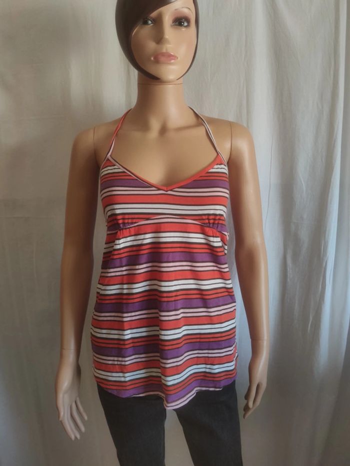 Top bustier à dos nu à rayures T. S _ MIM 💮 100% Coton