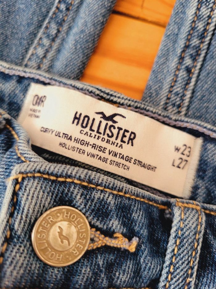 Jeans pantalon femme bleu Hollister destroy troué taille XXS 32 - photo numéro 3