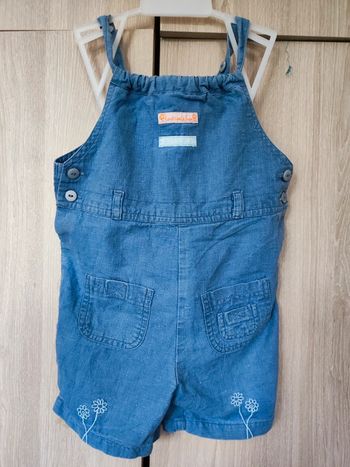 Salopette short jean fleuri TCF 5 ans