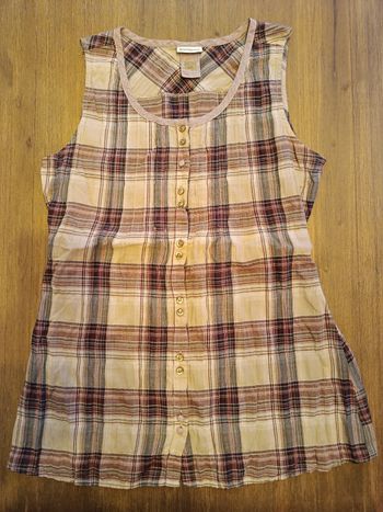 Blouse sans manche à carreaux beiges Bordeaux