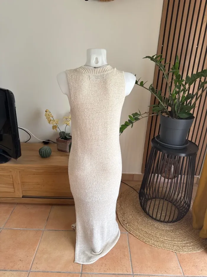 Robe longue beige sans manches - photo numéro 3