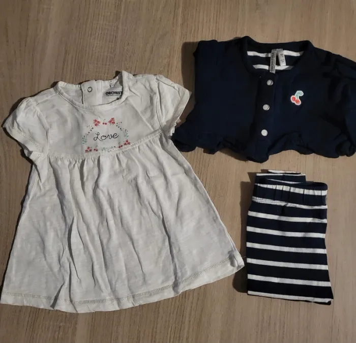 Ensemble 3 pièces bébé fille 9 mois