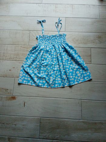 Robe tunique bleu à bretelles motif fleur Shein 8 ans