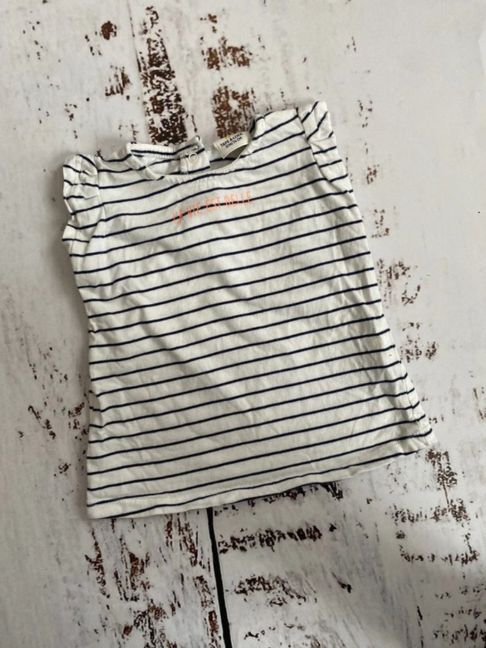 Tee shirt raye « la vie est belle »