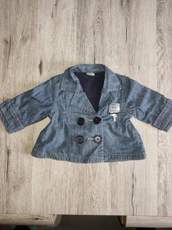 Veste en jeans manches longues boutonné bleu marine 6 mois IKKS