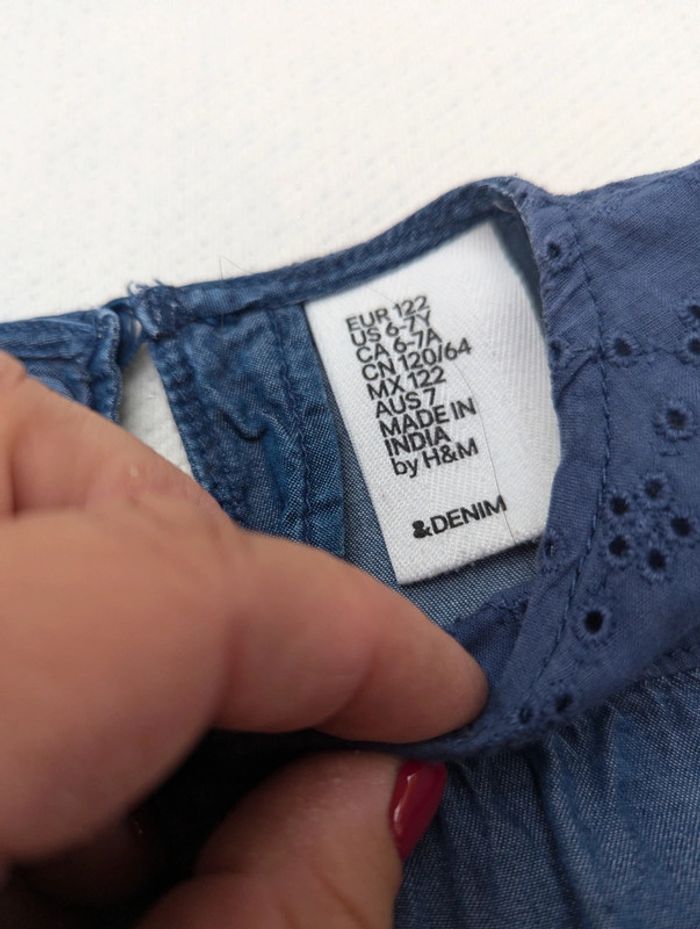 Blouse manches longues fille en jean léger taille 6-7 ans - photo numéro 3