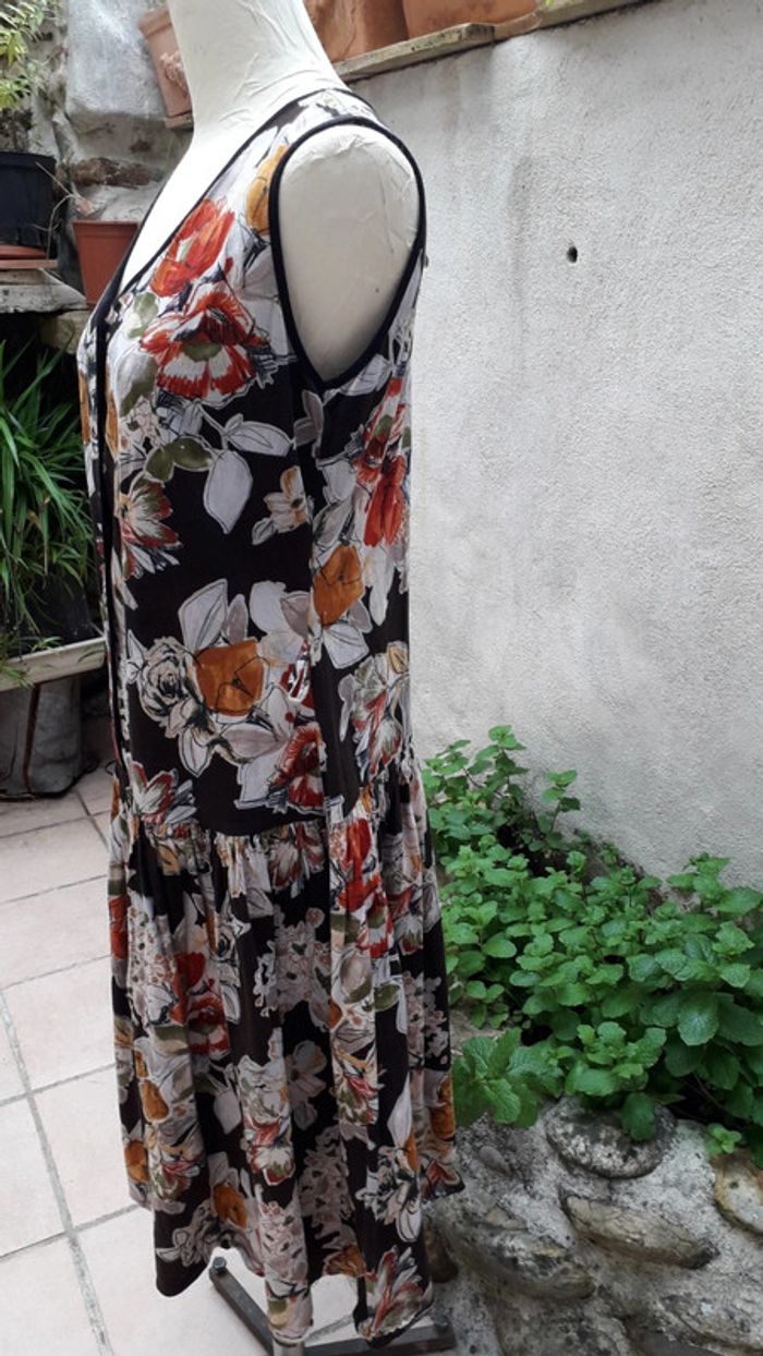 Robe coton fleuri sans manches Vintage - photo numéro 3