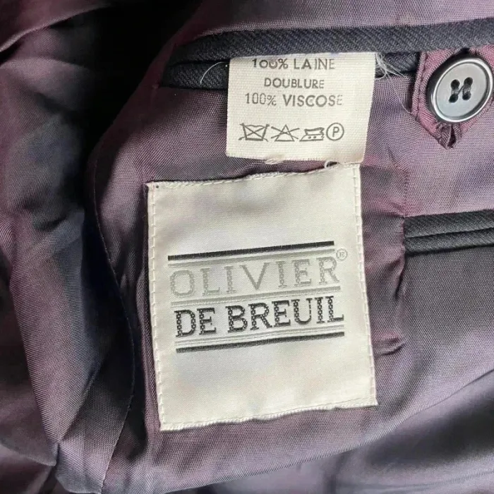veste costume homme bleu marine 50 Olivier de breuil boutons dorés, coupe droite vintage V022 - photo numéro 9