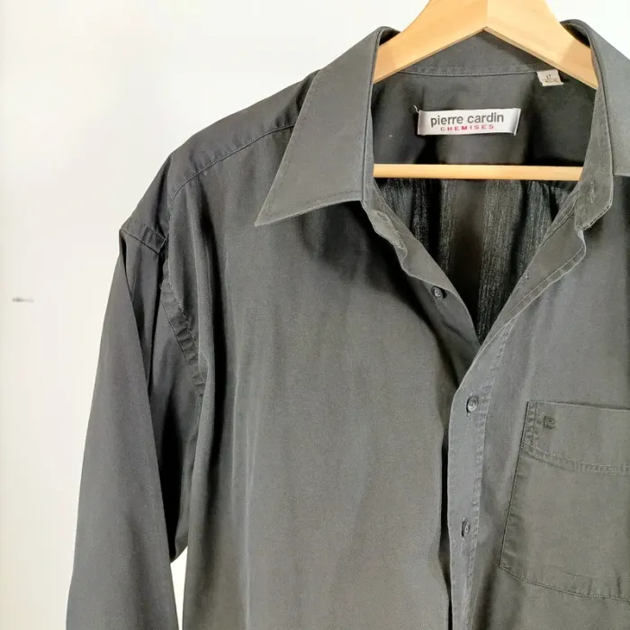 Chemise homme Pierre Cardin grise classique manches longues taille 43/44 coton A1479 - photo numéro 4