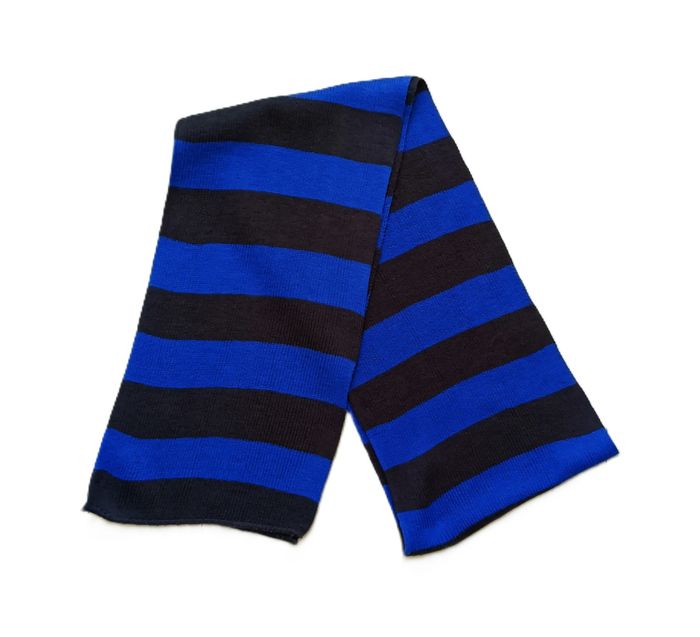 Echarpe rayée bleu et noir. Acrylique. 140 x 17 cm - photo numéro 2