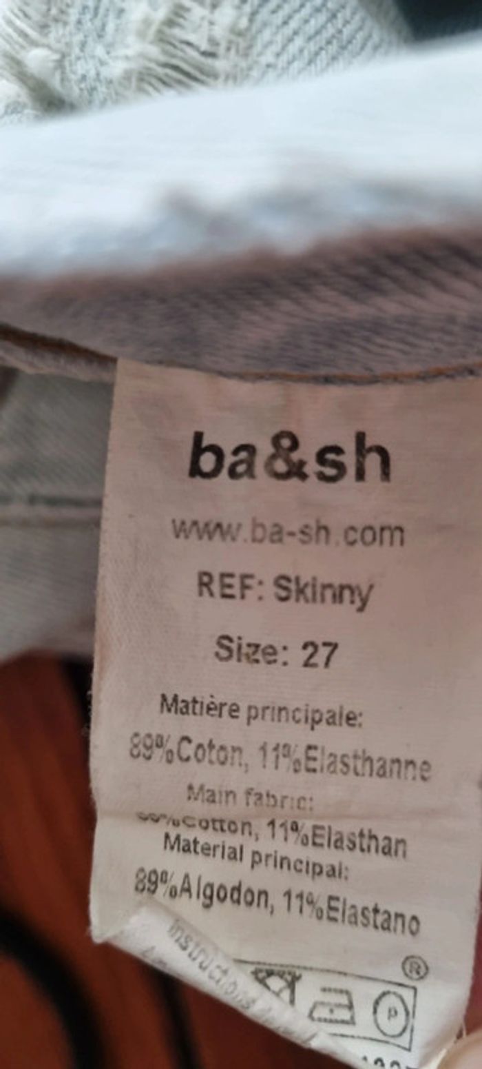 Jean bleu clair delavé skinny ba&sh 27 équivalent 37 - photo numéro 9