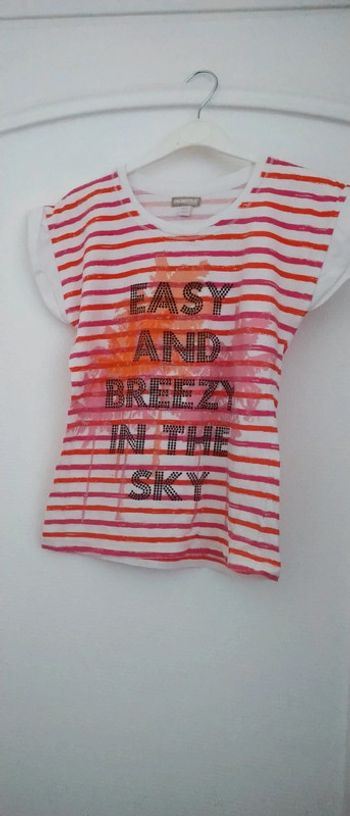 Tee shirt à rayures avec texte en clou rose fille 12 ans orchestra