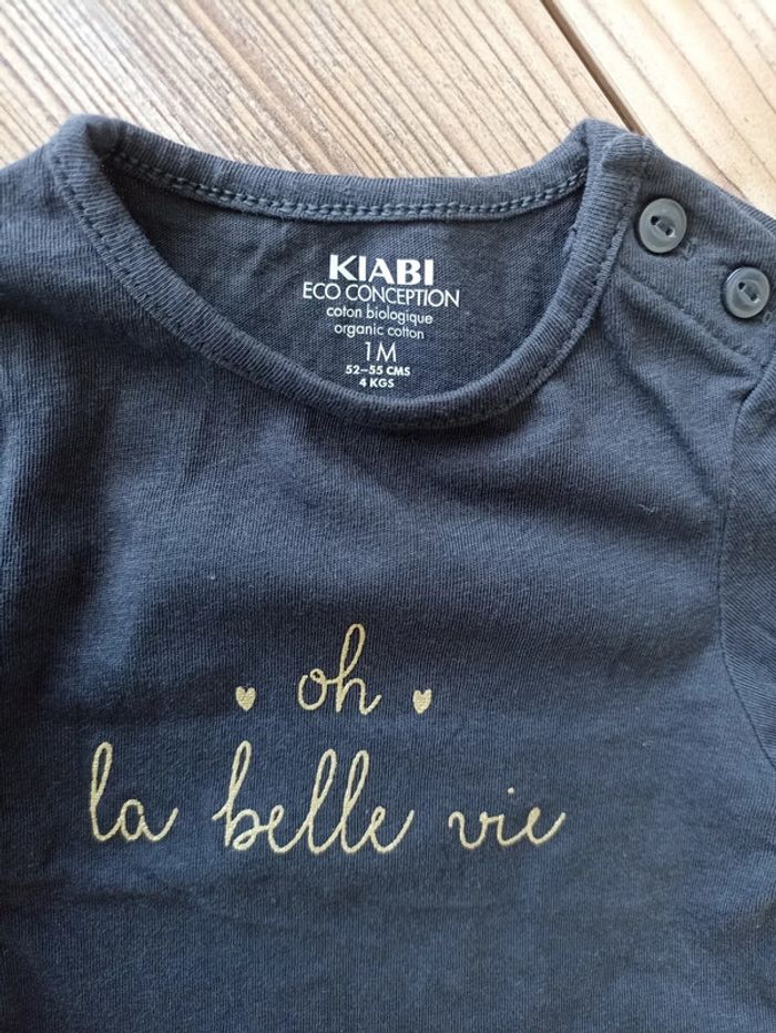 T-shirt fille manches longues 1 mois - photo numéro 2