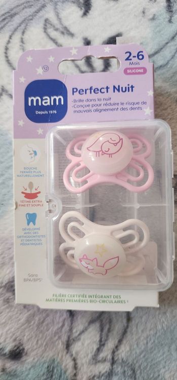 Tétines Mam Perfect Nuit pour bébé 2 à 6 mois