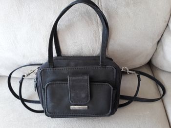 Faby27800 Sacoche noire, peut se porter à la main ou en bandoulière, pochette extérieure élastiquée