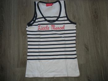 DÉBARDEUR BLANC RAYÉ MARINE "LITTLE MARCEL" - TAILLE XL - n°01