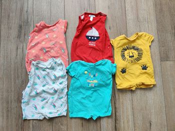 Lot de 5 barboteuses 6 mois