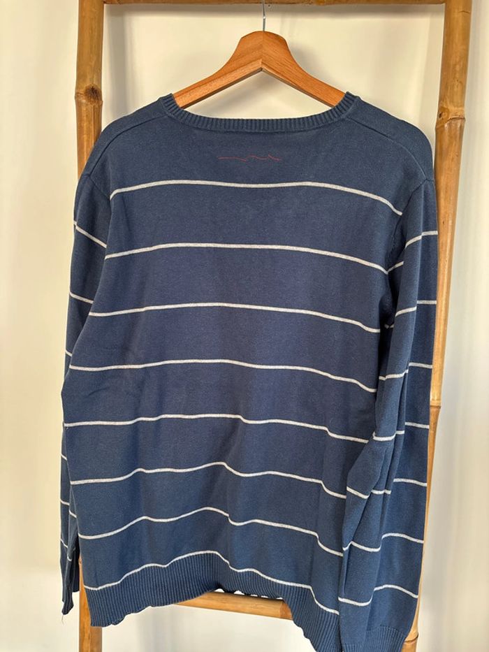 Pull col V bleu à rayures teddy smith taille XXL - photo numéro 6
