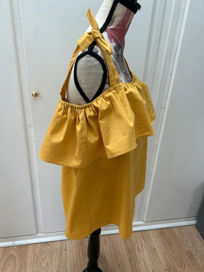 Haut débardeur naf naf bretelles avec noeuds réglables - jaune taille s en coton - photo numéro 2